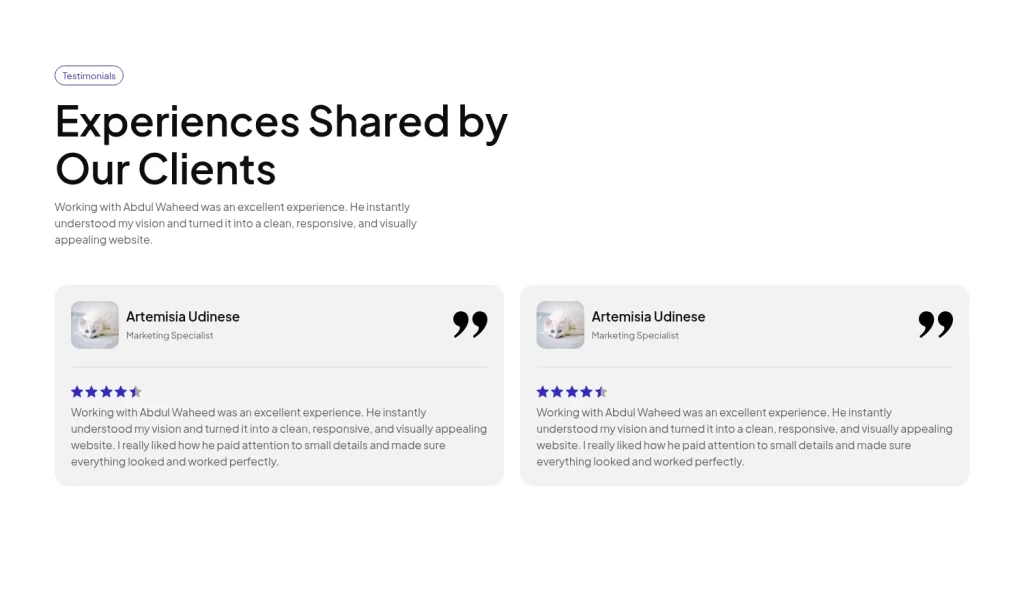 Testimonial #13 template screenshot